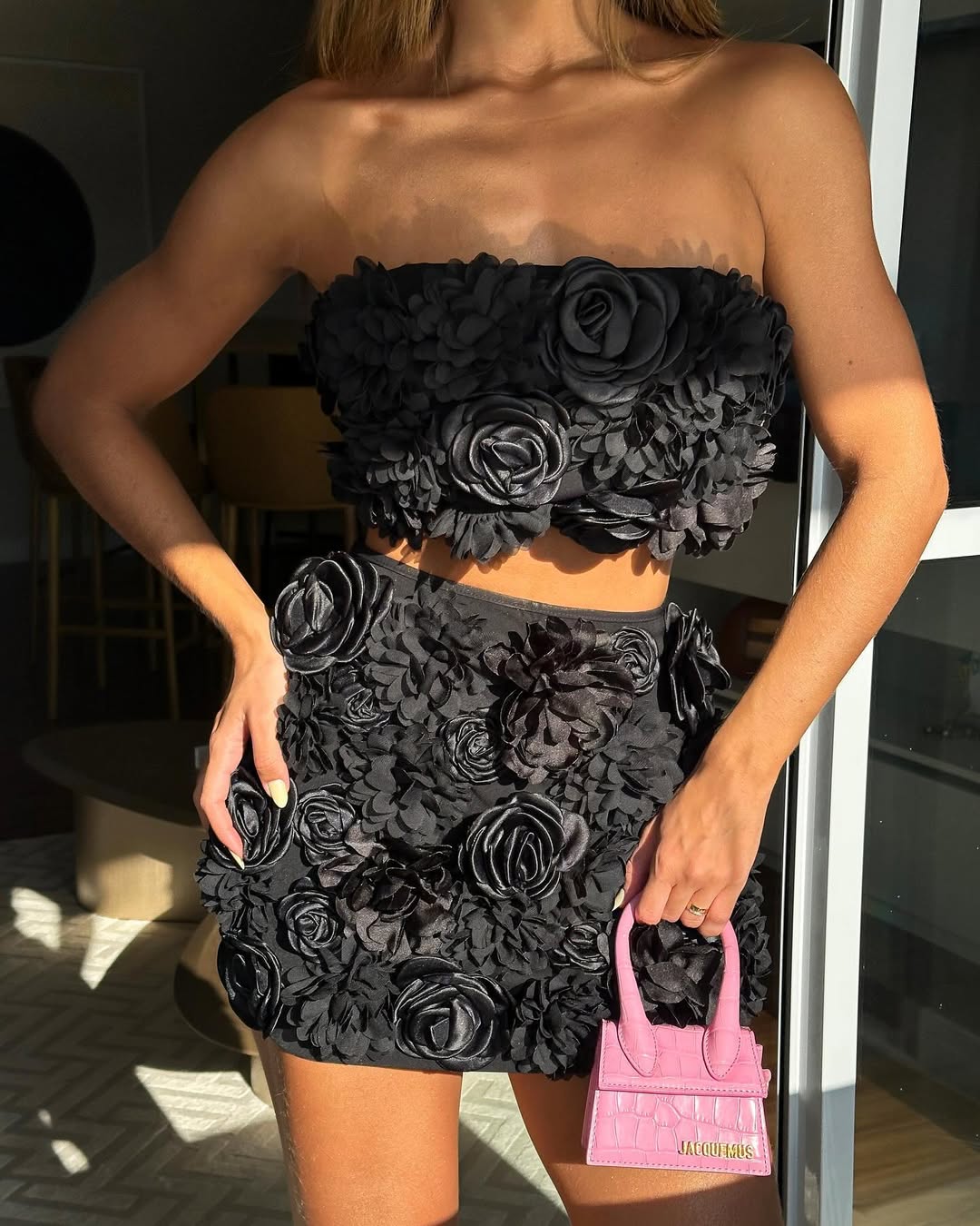 Conjunto Floral 3D Preto