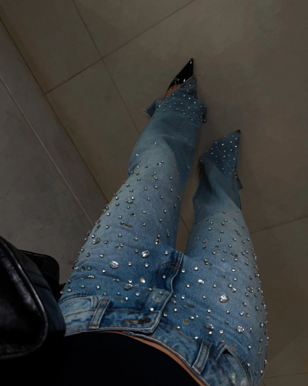 Calça Wide Leg Shine - Com pedrarias